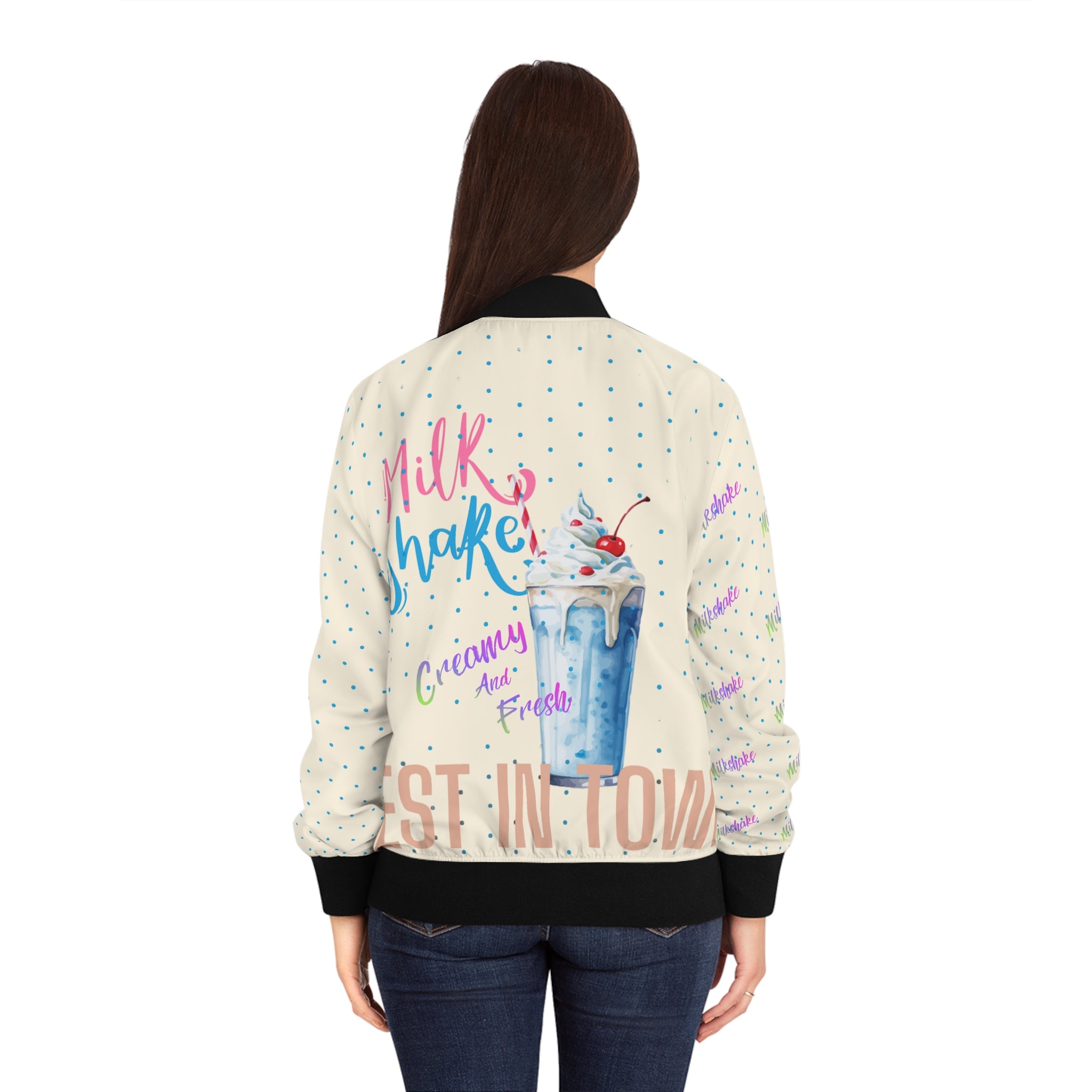Milkshake Bomber Jacket — Retro Diner Graphic