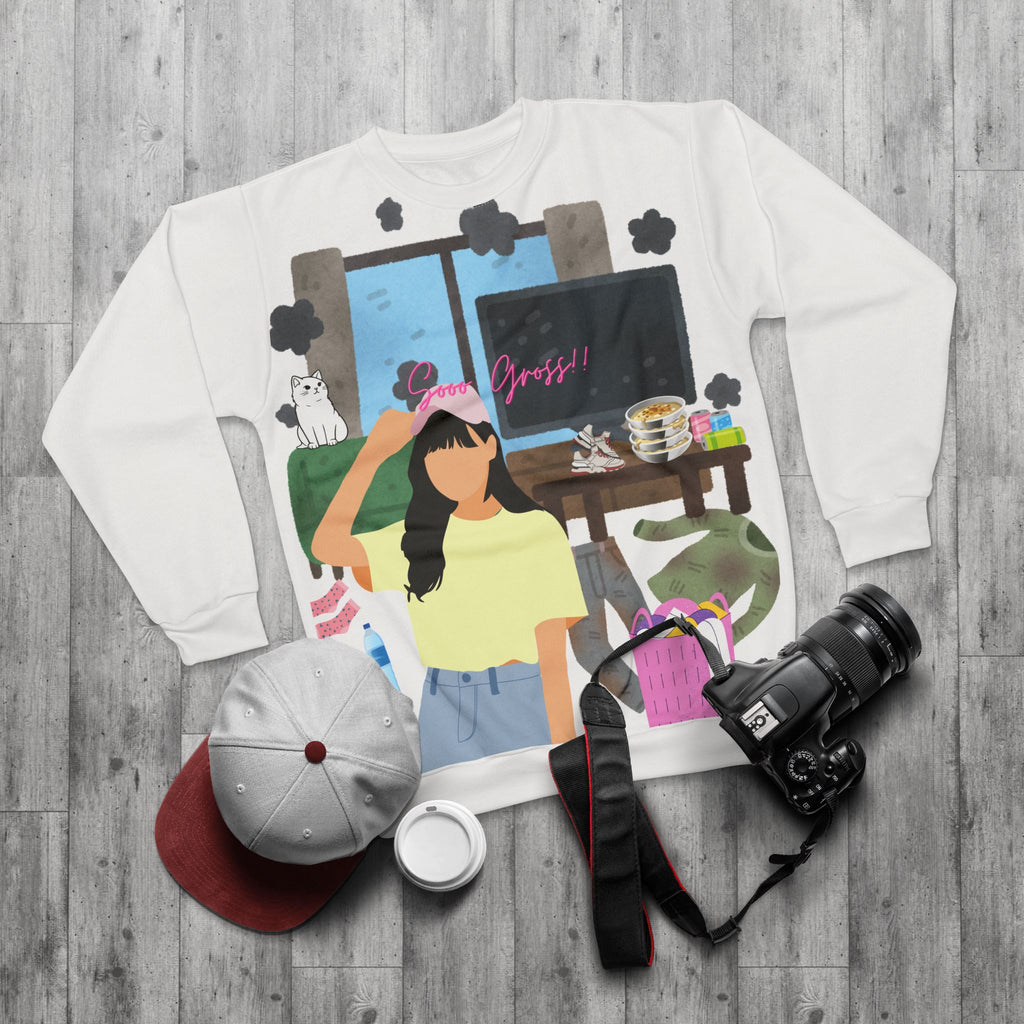 Sooo Gross - Trendy Stylish Cozy Roomday Graphic Sweatshirt — "Gross!!" Illustration