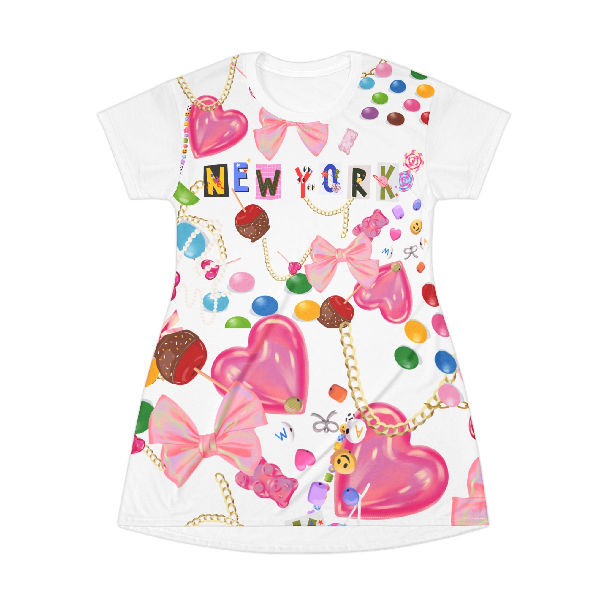 New York Candy- T-Shirt Skirt, Dress, Fun Summer Outfit, Trendy Dress, Playful Gift, Casual Wear, Fashion Statement