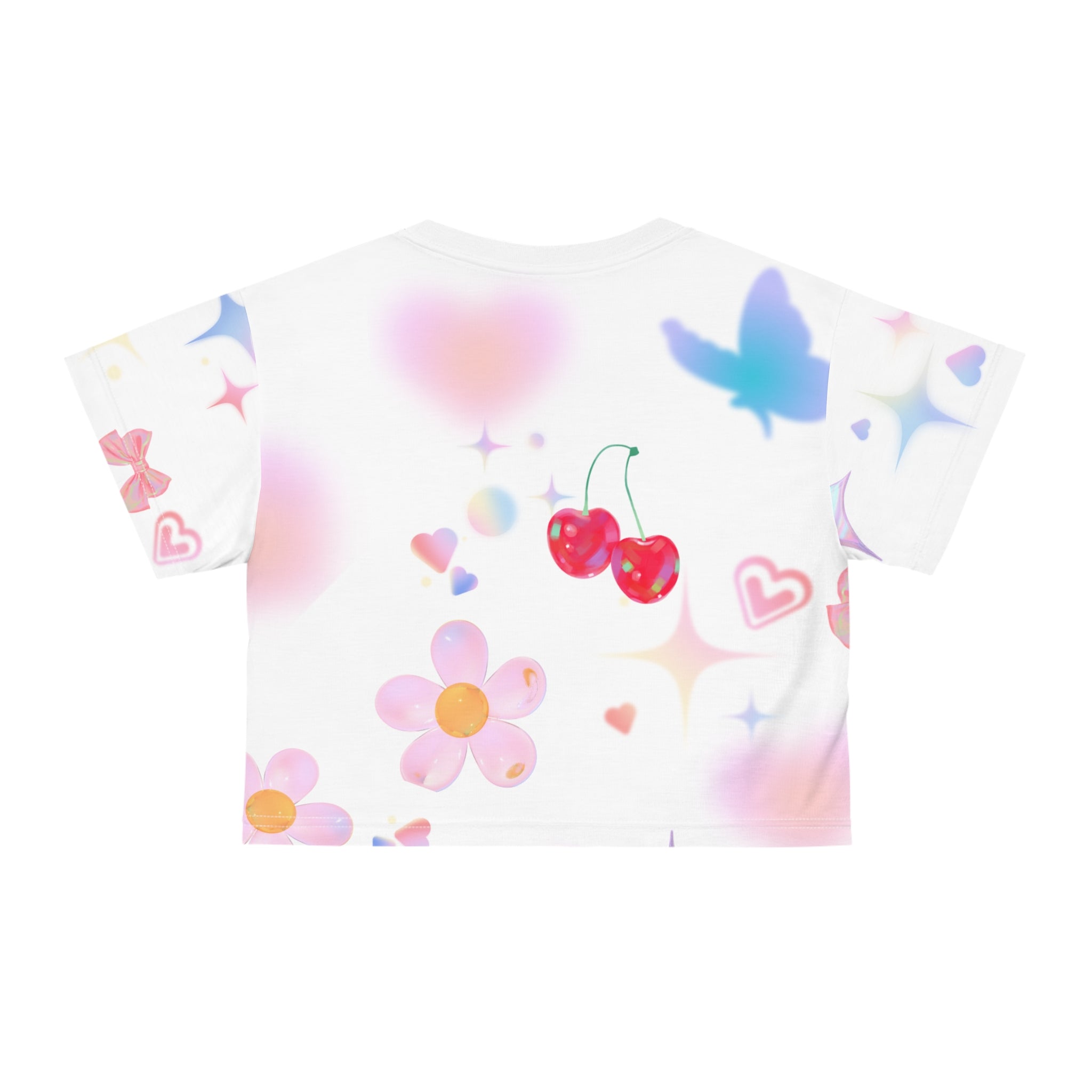 Talk To Me Nice- Charming Cherry Print Crop Tee, Trendy Summer Shirt, Cute Aesthetic Top, Gift for Teens, Casual Streetwear