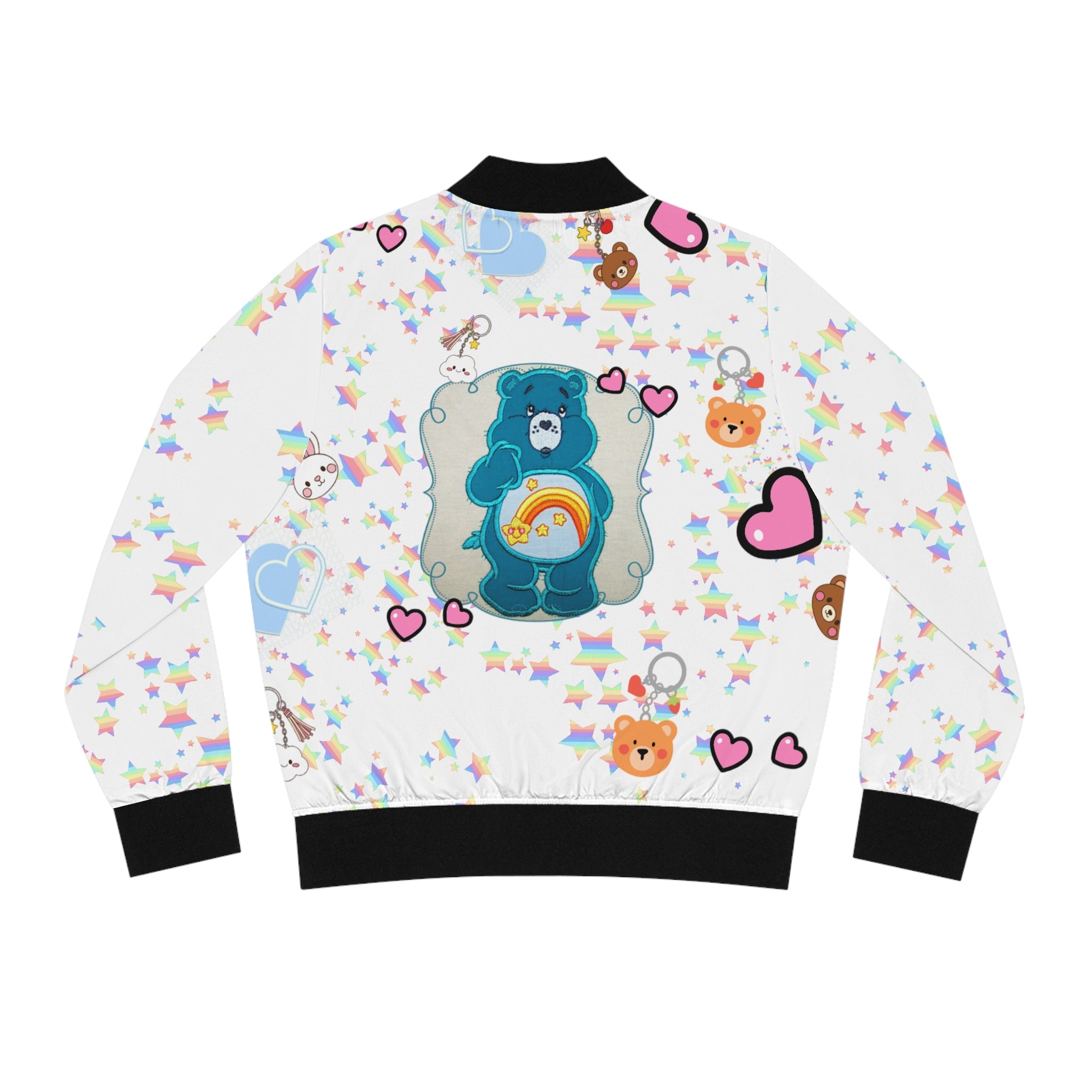 Starry Bear Bomber Jacket - Women's Rainbow Star Print