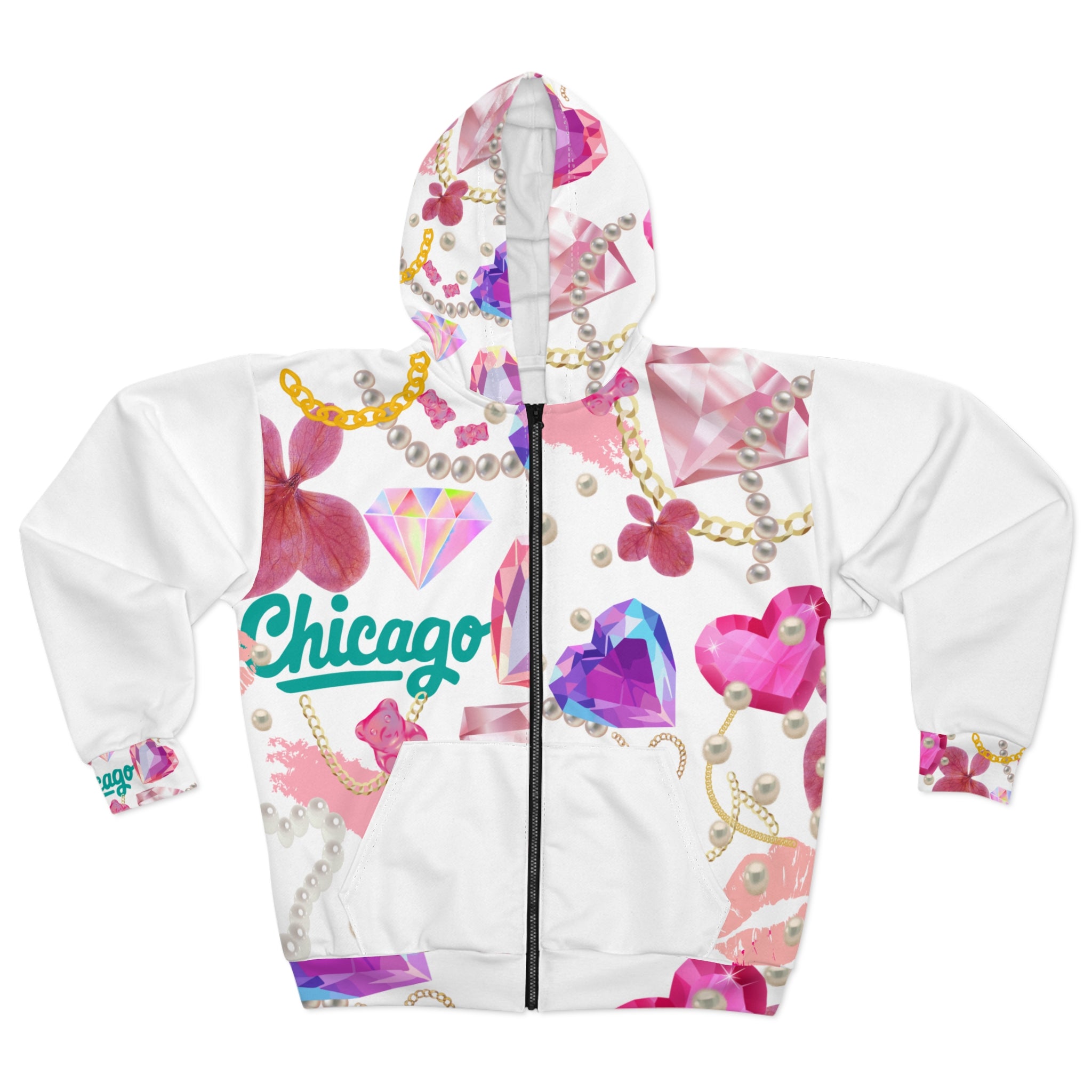 Windy City- Chicago Unisex Zip Hoodie, Trendy Fashion Hoodie, Gift for Her, Casual Wear, Unique Graphic Hoodie