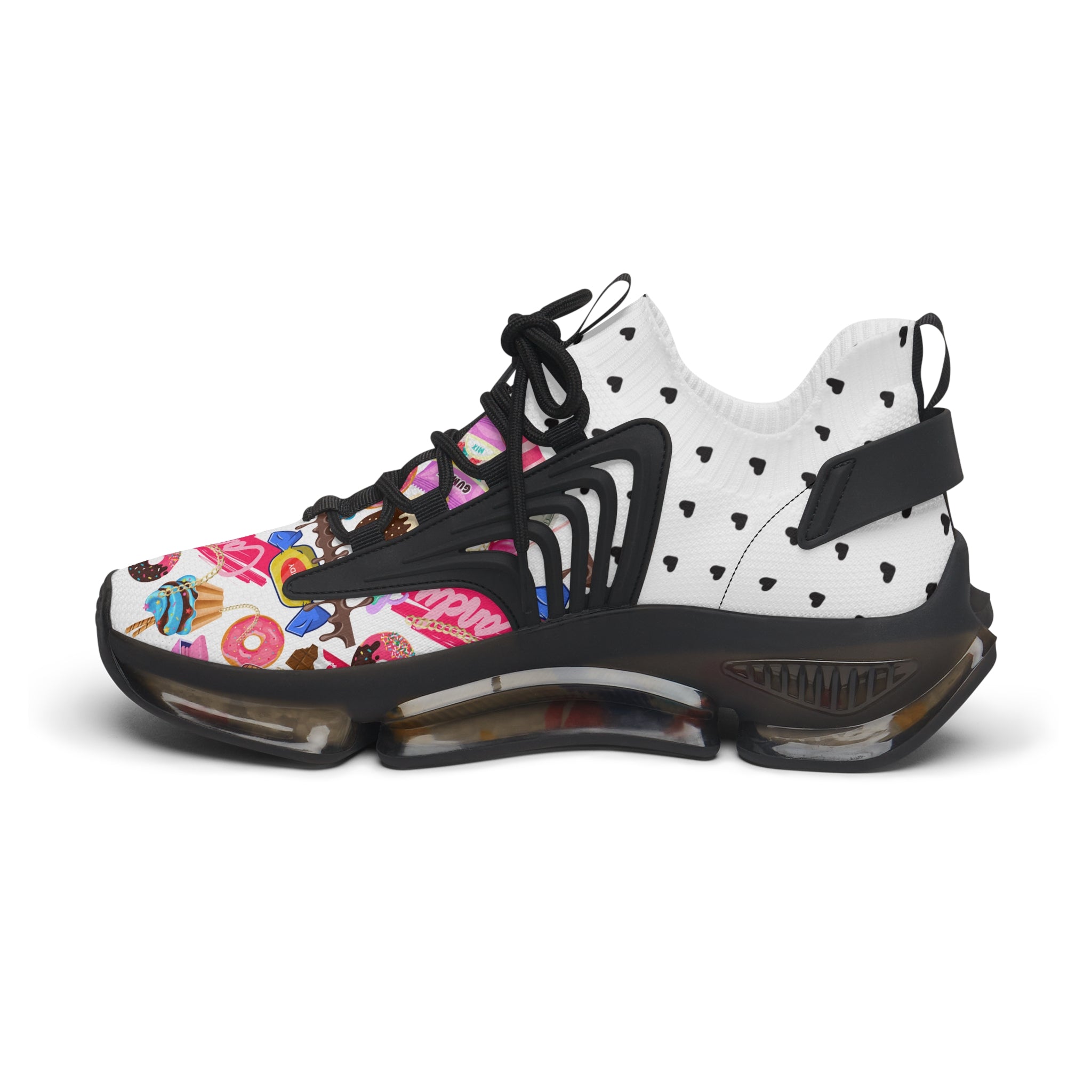 Black & White Candy Print Women's Mesh Sneakers Athletic Shoes