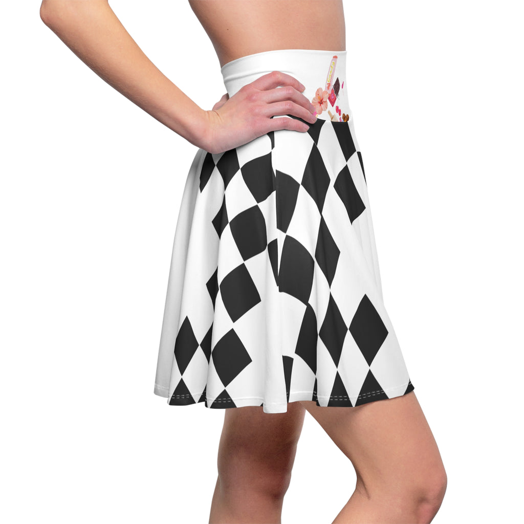 Cherry On Top Black & White Racing Plaid Pattern