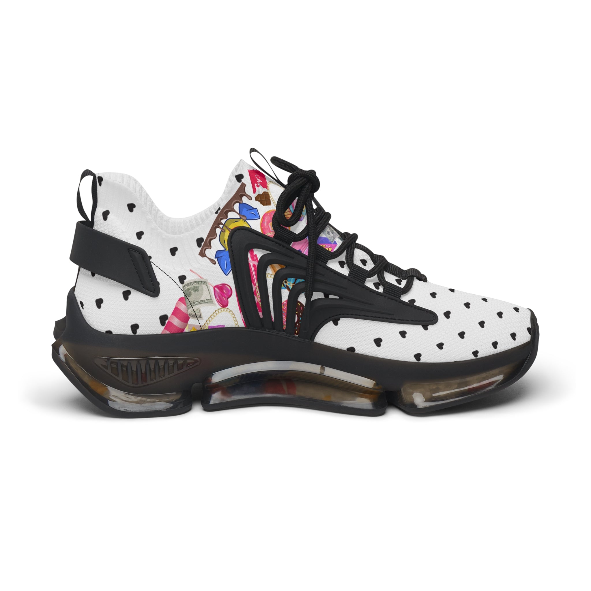 Black & White Candy Print Women's Mesh Sneakers Athletic Shoes