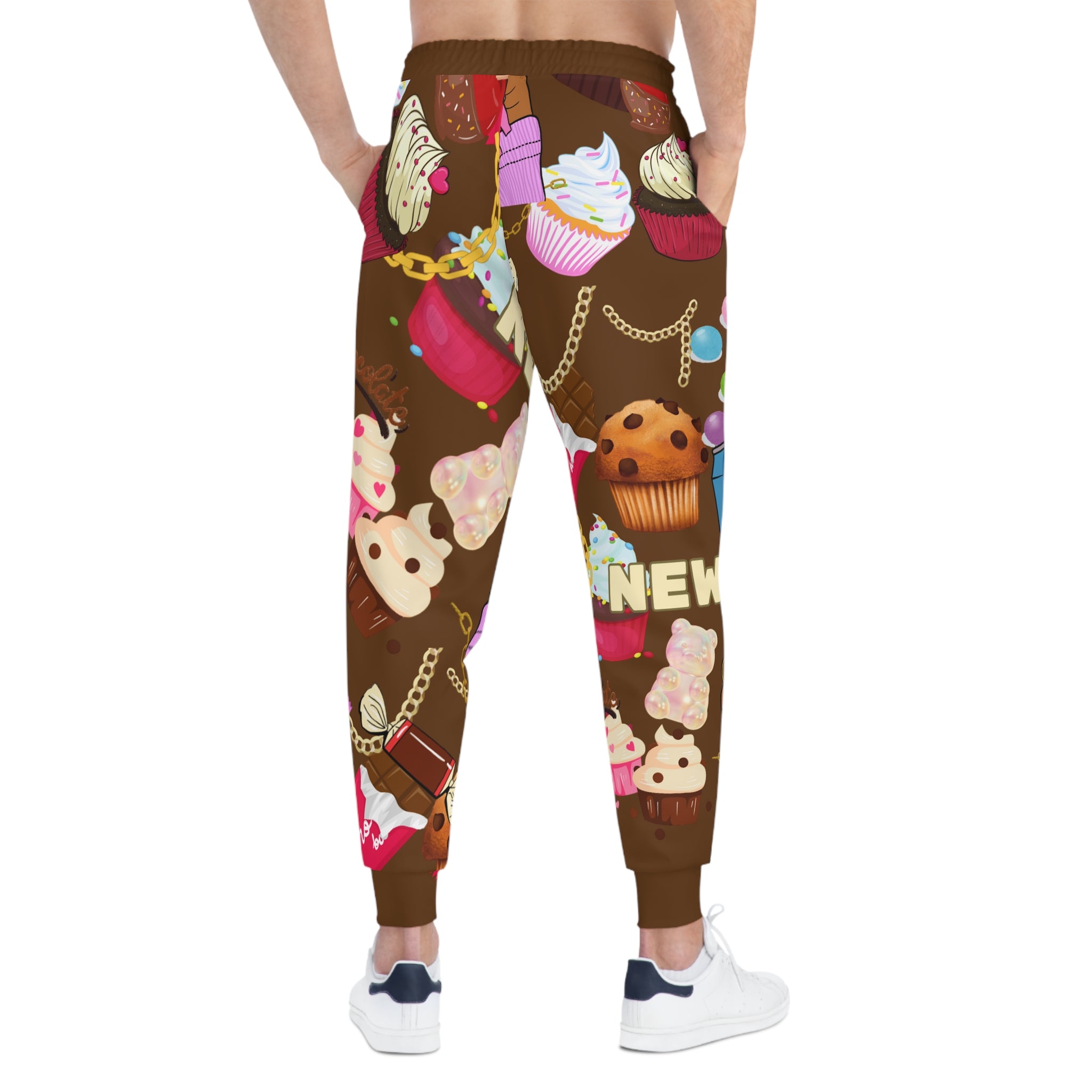 Milky Way- New York, Joggers, Fun Workout Pants, Unique Candy Apparel, Cozy Lounge Wear, Gifts for Food Lovers, Joggers with Desserts