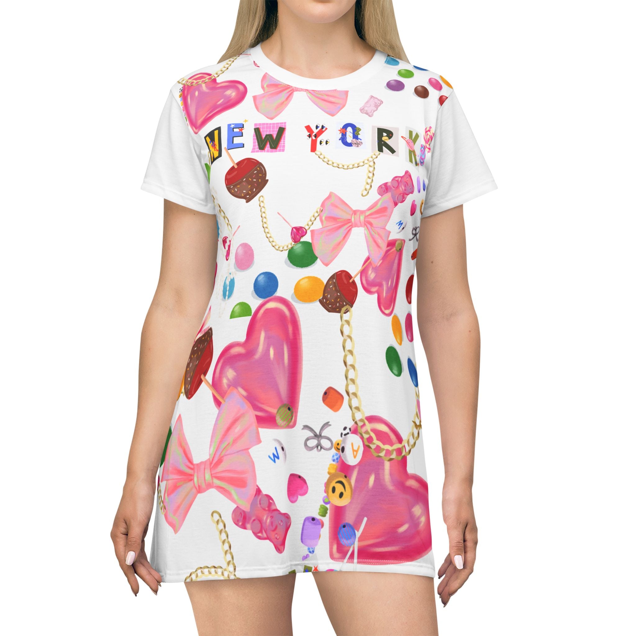 New York Candy- T-Shirt Skirt, Dress, Fun Summer Outfit, Trendy Dress, Playful Gift, Casual Wear, Fashion Statement