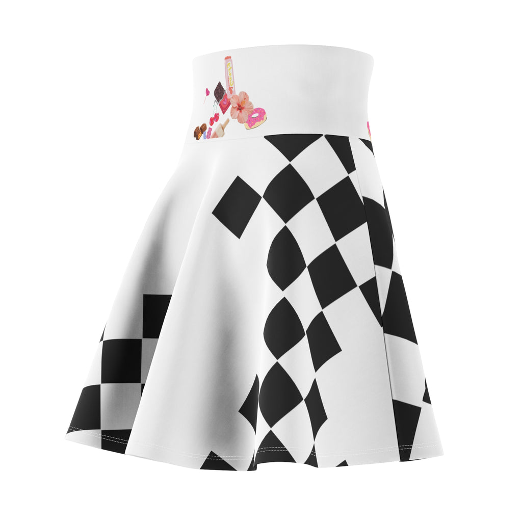 Cherry On Top Black & White Racing Plaid Pattern