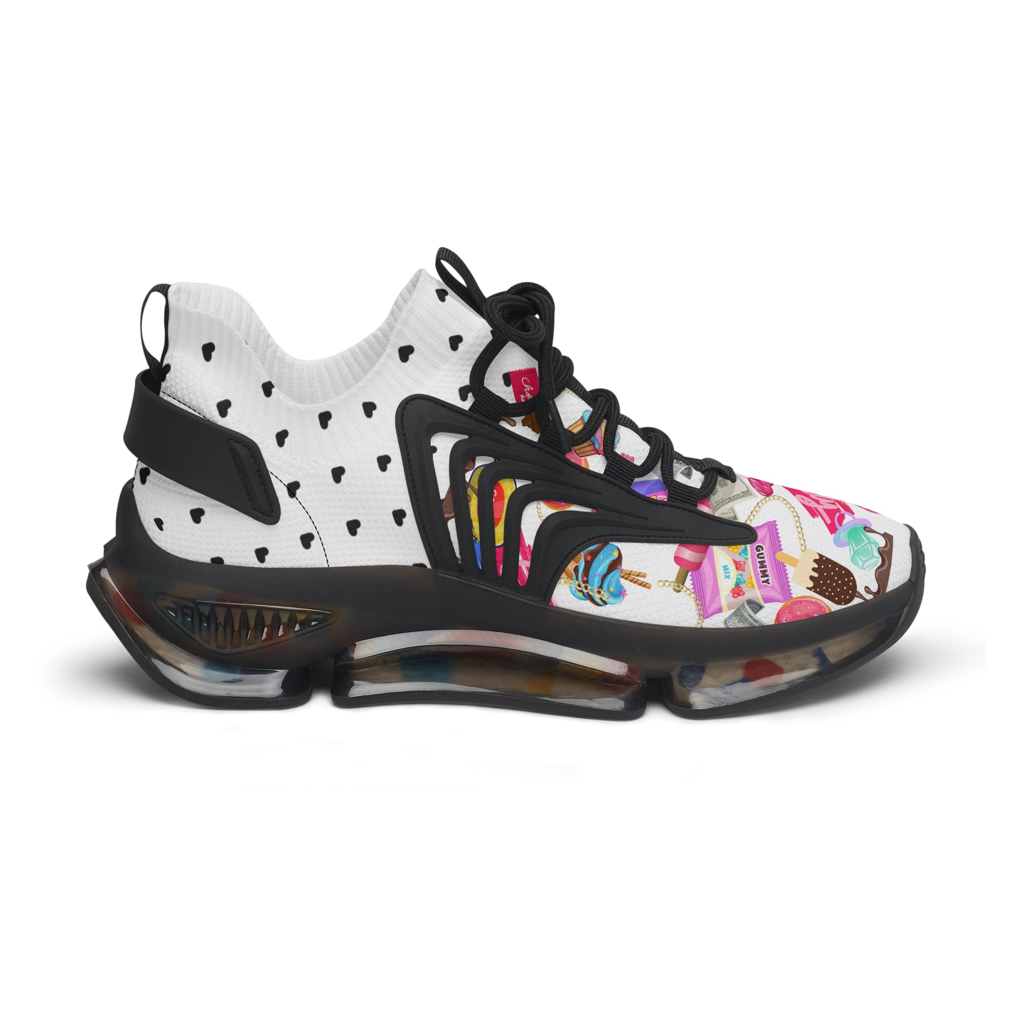 White Candy Print Women's Mesh Sneakers Athletic Shoes